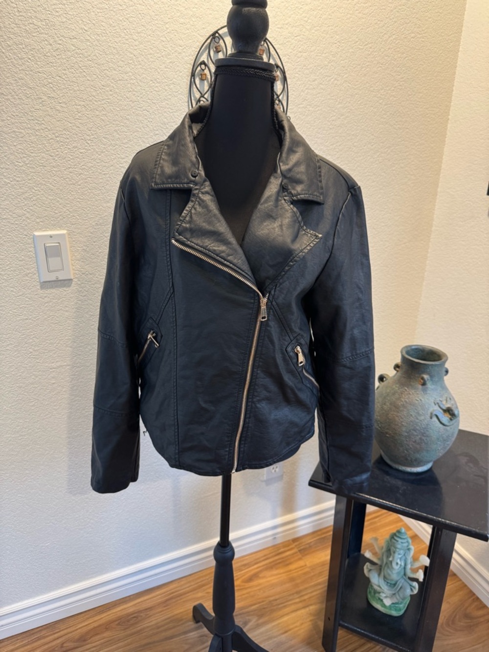 Classic Women's Black Faux Leather Moto Jacket